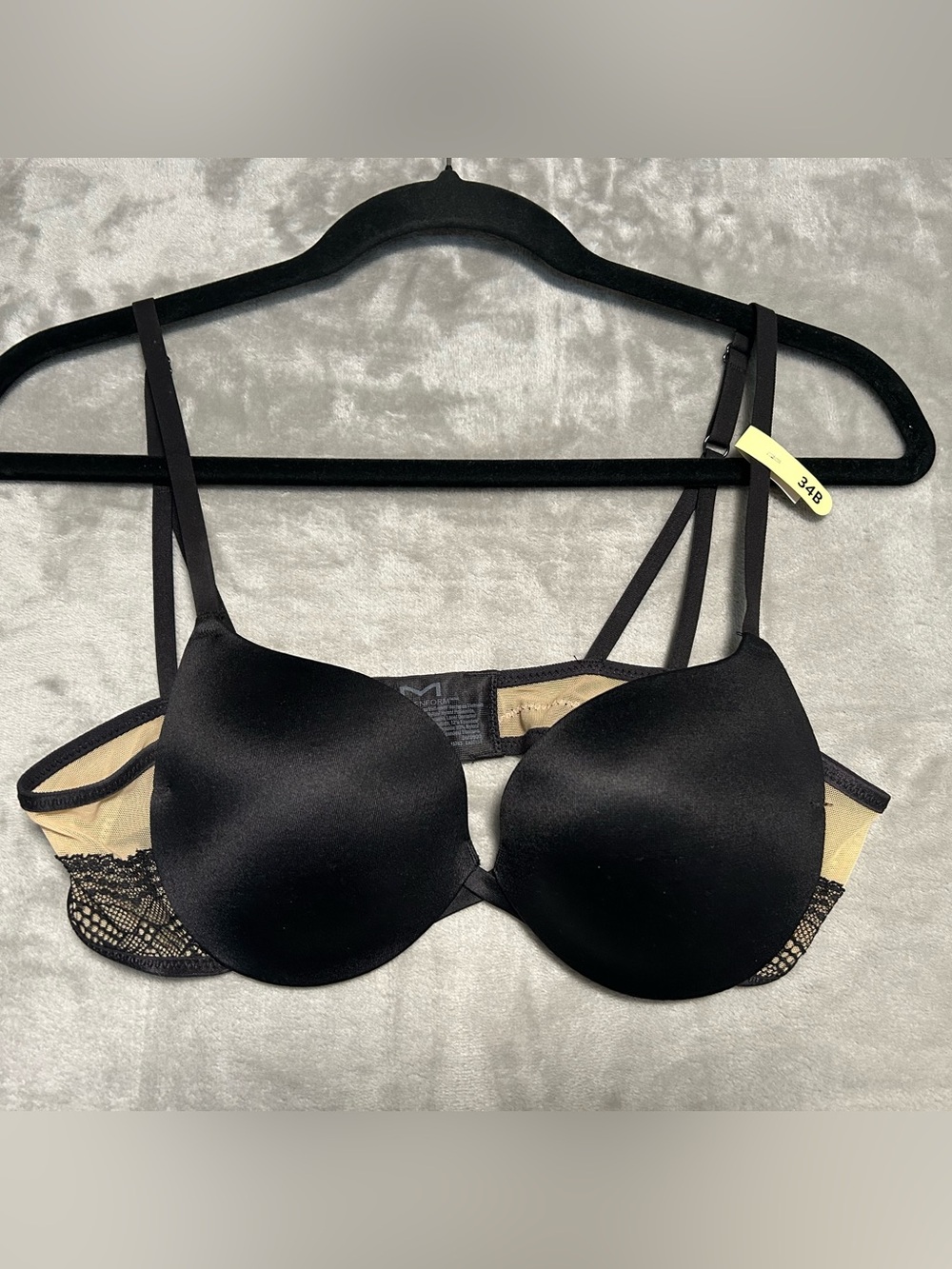 Maidenform Love The Lift Satin Push-Up Bra Women’s 34B Black Beige